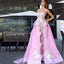 New A-Line Sweetheart Sweep Train Pink Tulle Prom Dress with Lace Appliques DM901