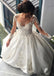 Attractive Satin Sheer Jewel Neckline Long Sleeves Wedding Dresses With Lace Appliques DM869