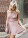 A-Line Deep V-Neck Criss-Cross Prom Dress,Straps Short Blush Stretch Homecoming Dress DM497