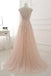 Round Neck Lace Appliques Prom Dresses,Tulle A Line Evening Dress DM427