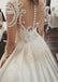 Attractive Satin Sheer Jewel Neckline Long Sleeves Wedding Dresses With Lace Appliques DM869