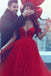 Charming A-Line Off-the-Shoulder Court Train Red Tulle Prom Dress DM915