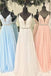 Gorgeous Straps Light Sky Blue Chiffon A Line Long Prom Dress DM984