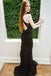 Sexy Black Lace Mermaid Long Sleeveless Keyhole Prom Dress with Open Back DM983