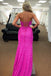 Strapless Sheath Sequins Long Prom Dresses Formal Evening Dresses with Slit DMP236