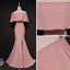 Elegant Trumpet Mermaid Off-the-shoulder Floor Length Pink Prom Dress With Slit DM631