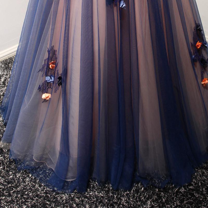 Beautiful V-neck Floor-length A Line Long Prom Dress With Flowers DM583