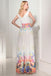 stunning Modest Simple Cheap Printed Long Chiffon V-neck Prom Dresses K121