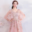 Princess A Line Pink Long Tulle Appliques V Neck Prom Dresses DMG68