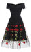 Charming Off the Shoulder Tulle Black Homecoming Dresses with Flowers DMO45