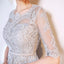 A-line Gray Half Sleeves Knee Length Tulle Lace Homecoming Dresses DMA72