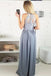 Modest Long Grey Lace Top Sleeveless Split Prom Dresses,Evening Dress DMA34