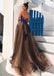 Modest Tulle Strapless A-line Long Prom Dresses With Lace Appliques DM916