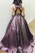 Elegant V Neck A Line Chocolate Long Prom Dress Ball Gown With Pockets DM948