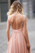 Modest Blush Pink Lace Chiffon Sleeveless Backless A-Line Long Prom Dresses DM835