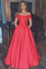 Elegant Coral Prom Dresses ,Short Sleeves Ball Gown Prom Dress With Pocket,Off the Shoulder Sexy Cheap Prom Gowns,Watermelon Long Evening Gowns,Communication Dress,Quinceanera Dresses,Graduation Dress