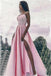 Fashion Pink Split A Line Straps Appliques Occasion Prom Dress DM742