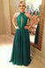 Charming Prom Dresses,A-Line Prom Gown,Green Prom Dress,Open Back Prom Dress,Beading   Prom Dress