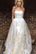 Modest White Tulle Strapless Lace A Line Prom Dress DM898