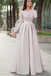 Lace Prom Dresses,Satin Prom Gown,Long Sleeves Prom Dress,A-line Prom Dresses