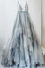 Sexy Backless Printed Flower Evening Prom Dresses, beautiful A Line Prom Dresses, Custom Long Long Prom Dress