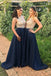 Navy Blue Prom Dresses,Long Prom Gown,Beaded Evening Dress,A Line Bridesmaid Dress,Cheap Bridesmaid Dress