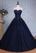 Long Prom Dress,Navy Blue Prom Dresses,Ball Gown Evening Dress,Sweetheart Prom Dresses,Appliques Prom Gown,Ball Gown Prom Dresses