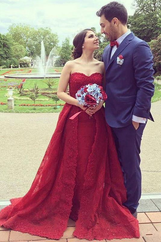 A Line Wedding Dresses,Red Wedding Dress,Lace Wedding Dresses,Sweetheart Prom Dress,Beautiful Prom Dress