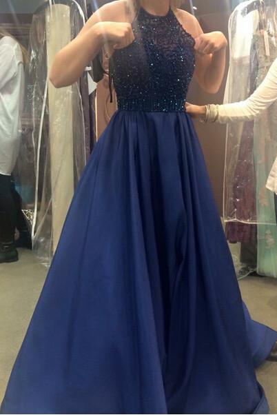 Royal Blue Beading Princess Ball Gown Prom Dress,stunning Sexy Party Dress For Teens DM104