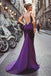 Satin Purple Mermaid Prom Dresses With Beading,Long Formal Evening Dress DM788