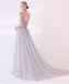 Grey Long Applique Tulle Evening Dress Sweetheart Formal Prom Dress DM874