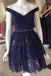 Stunning Homecoming Dresses,A line Homecoming Dress,Lace Prom Dresses,Princess Prom Dress,Short Prom Dress,Off Shoulder Prom Dress,Navy Blue Prom Dresses,New Homecoming Dresses