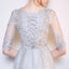 A-line Gray Half Sleeves Knee Length Tulle Lace Homecoming Dresses DMA72