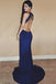 Sexy Royal Blue Chiffon Sweep Train Split Front Long Prom Dresses DM697