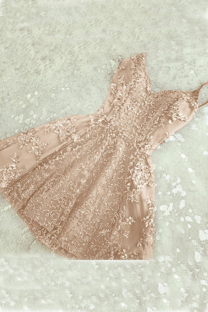 A-Line Homecoming Dresses,Spaghetti Straps Homecoming Dress,Champagne Homecoming Dresses,Short Prom Dresses,Short Homecoming Dress,Cute Homecoming Dress