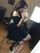 A-Line Off-The-Shoulder Short Sleeves Black Tulle Homecoming Dresses For Juniors DM475