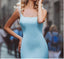 Amazing Beading Satin Scoop Mermaid Blue Long Prom Dress DM696