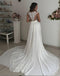 Off White Long Chiffon Cap Sleeves Split Wedding Dresses With Lace DMA53