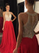 Red Skirt Beaded Bodice Long Deep V Neck Prom Gowns,Fashion Women Dresses DM809