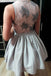 Cute Lace Top Satin V-neck Sleeveless A Line Homecoming Dresses DMA77