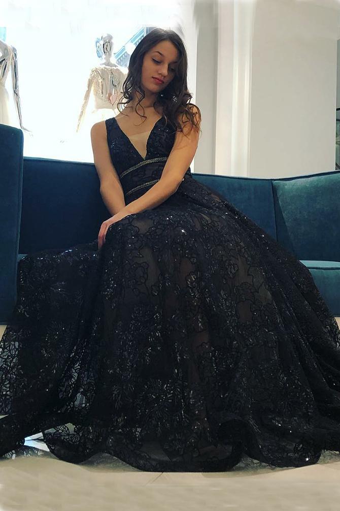 Beautiful Prom Dresses,Black Prom Gown,Lace Prom Dress,Long Prom Dresses