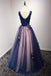 Beautiful V-neck Floor-length A Line Long Prom Dress With Flowers DM583