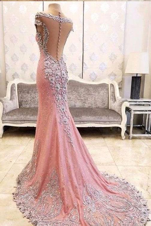 Luxury Mermaid Backless Pink Fashion Prom Dress,Sexy Party Dress,Formal Evening Dress DM617