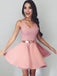 A Line V Neck Mini Cheap Backless Cute Homecoming Dresses DMB64