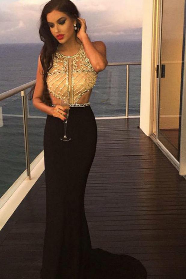 sexy prom dresses,mermaid prom dress,black prom dress,mermaid evening gowns,sequin evening gowns,beading prom gowns,formal prom dress 