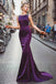 Satin Prom Gown,Purple Prom Dress,Mermaid Prom Gown,Beading Prom Dresses,Long Evening Dress