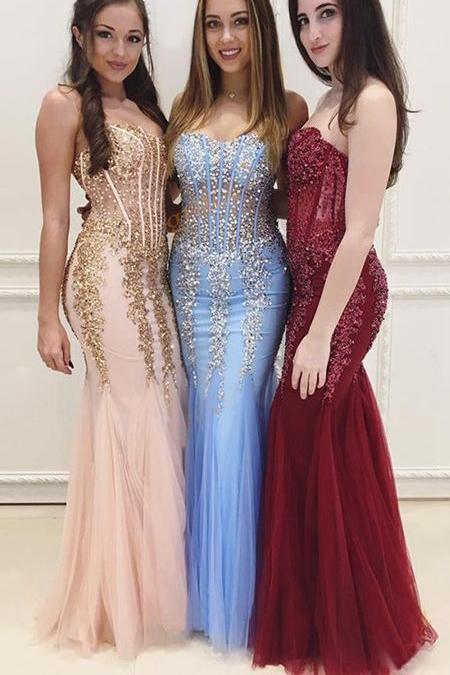 Mermaid Prom dresses,Sexy Party Dresses,Long Evening Dresses,Cheap Prom Dresses,Sweetheart Prom Dress,See Through Prom Dress