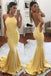 Fashion Prom Dress,Yellow Prom Dresses,Mermaid Evening Gown,Sexy Prom Dresses,Backless Prom Gown,Long Prom Dress,Formal Evening Dresses