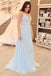 Gorgeous Prom Dresses,Straps Prom Gown,Sky Blue Prom Dress,Chiffon Prom Dress